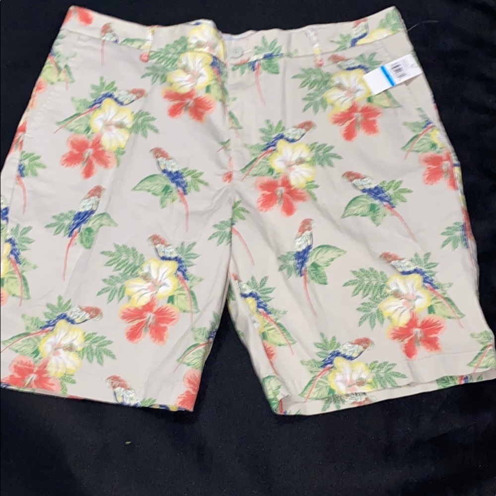 NWT IZOD MENS SIZE 36 Inseam 9.5‎  Harborside Printed Shorts  Floral Bird Design